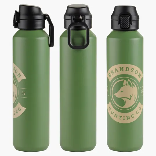 Nexus 27 oz Recycled Aluminum Bottle with Flip-Top Lid and Carabiner — view 6