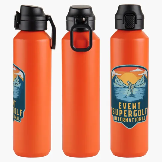 Nexus 27 oz Recycled Aluminum Bottle with Flip-Top Lid and Carabiner — view 7