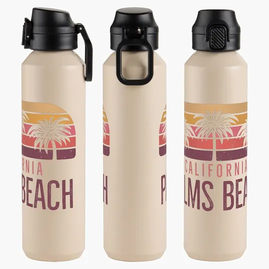 Nexus 27 oz Recycled Aluminum Bottle with Flip-Top Lid and Carabiner — view 9