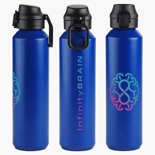 Nexus 27 oz Recycled Aluminum Bottle with Flip-Top Lid and Carabiner — view 11