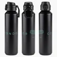 Nexus 27 oz Recycled Aluminum Bottle with Flip-Top Lid and Carabiner — view 2