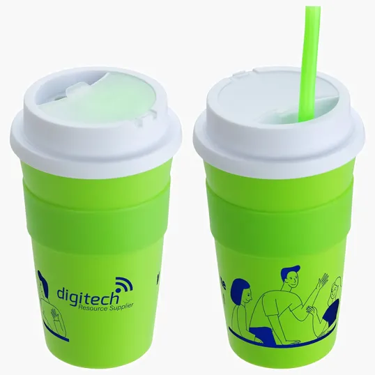 Ariel Bistro 14 oz Coffee Cup with Silicone Sleeve + Straw — view 2