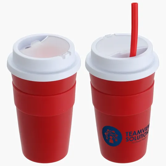 Ariel Bistro 14 oz Coffee Cup with Silicone Sleeve + Straw — view 3