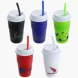 Ariel Bistro 14 oz Coffee Cup with Silicone Sleeve + Straw