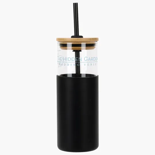 Stirling 18 oz Glass Tumbler with Silicone Sleeve & PP Straw — view 2