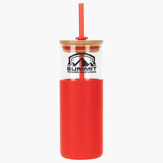 Stirling 18 oz Glass Tumbler with Silicone Sleeve & PP Straw — view 6