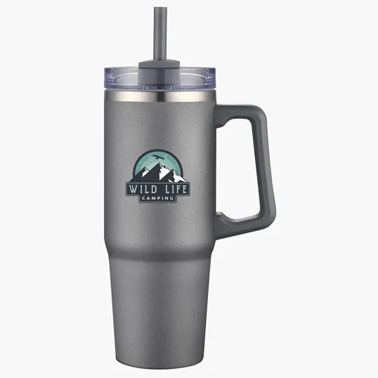 Milo 30 oz Vacuum Insulated Stainless Steel Mug with Straw — view 3
