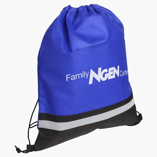 Safety Non-Woven Drawstring Bag with Reflective Stripe — view 2