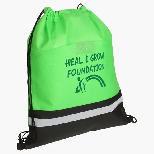 Safety Non-Woven Drawstring Bag with Reflective Stripe — view 3