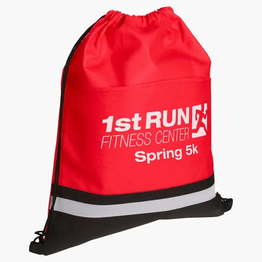 Safety Non-Woven Drawstring Bag with Reflective Stripe — view 4