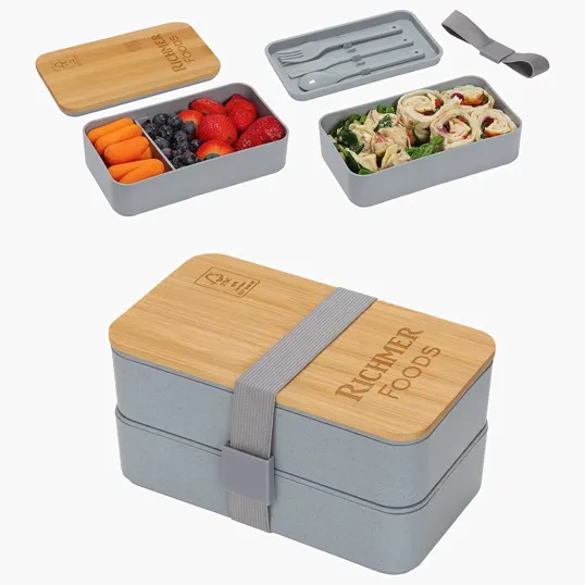 Ariel Double Decker Lunch Box with FSC® Bamboo Lid & Utensils — view 2