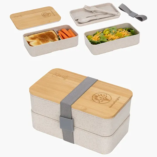 Ariel Double Decker Lunch Box with FSC® Bamboo Lid & Utensils — view 3