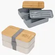 Ariel Double Decker Lunch Box with FSC® Bamboo Lid & Utensils