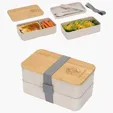 Ariel Double Decker Lunch Box with FSC® Bamboo Lid & Utensils — view 3