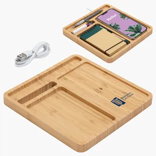 Picture For Bamboo Desk Organizer with 5W Wireless Charger