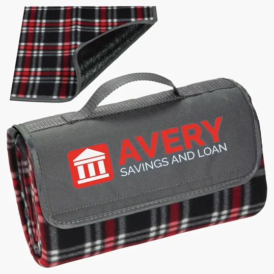 Ariel Plaid Barrel Fleece Picnic Blanket — view 5