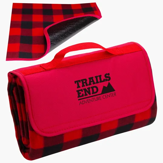 Ariel Plaid Barrel Fleece Picnic Blanket — view 7