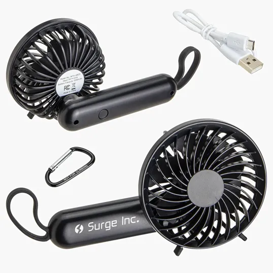 Quiet Breeze Rechargeable Hand Fan with Carabiner — view 2