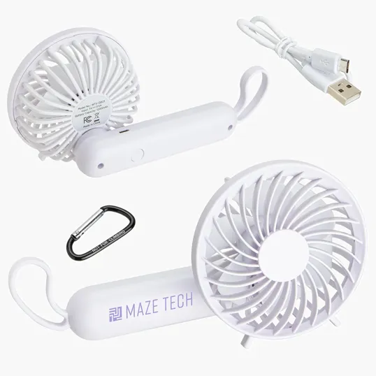 Quiet Breeze Rechargeable Hand Fan with Carabiner — view 4