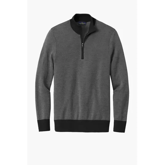 Brooks Brothers Washable Merino Birdseye 1/4-Zip Sweater — view 3