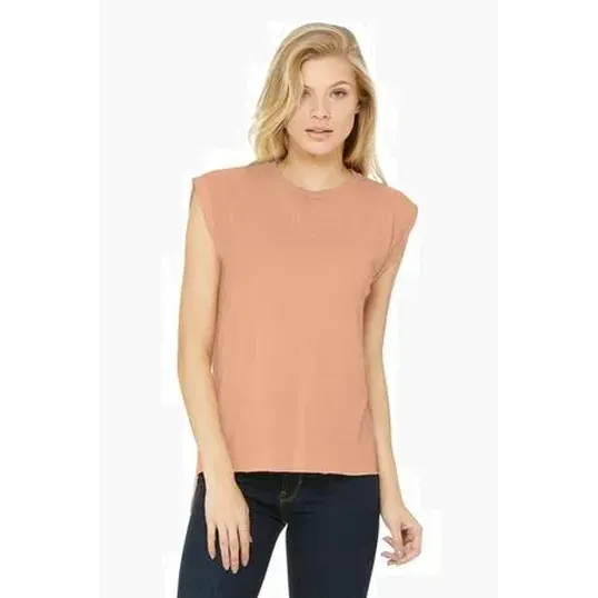 Bella + Canvas Women's Flowy Muscle Tee with Rolled Cuffs