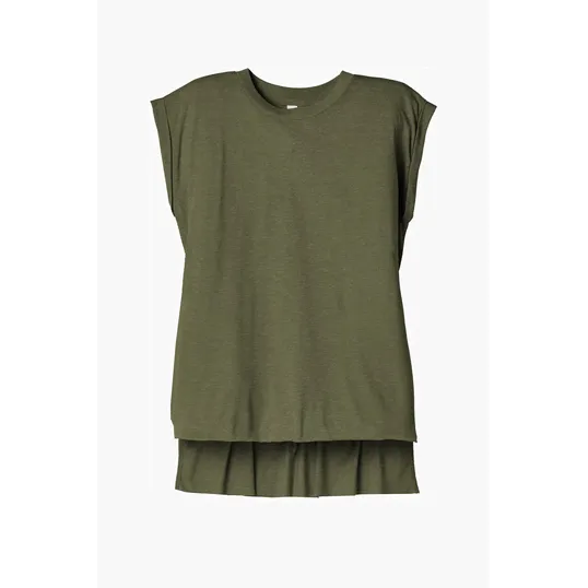 Bella + Canvas Women's Flowy Muscle Tee with Rolled Cuffs — view 3