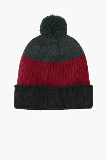 Port Authority Cozy Striped Pom Beanie — view 2
