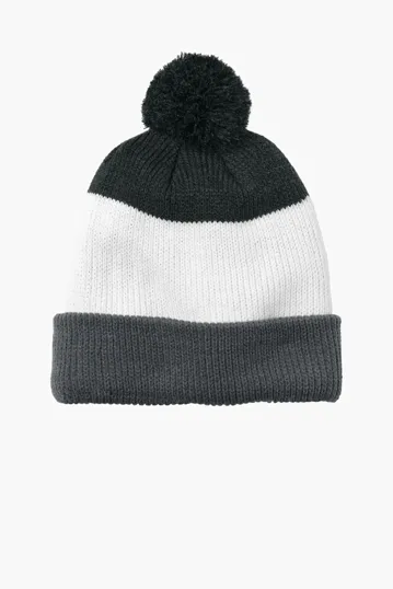 Port Authority Cozy Striped Pom Beanie — view 5