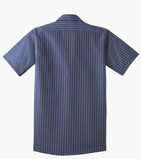 Red Kap Short Sleeve Striped Industrial Work Shirt — view 3