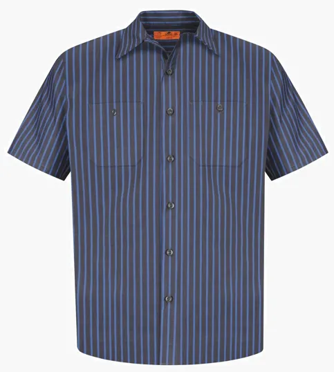 Red Kap Short Sleeve Striped Industrial Work Shirt — view 2