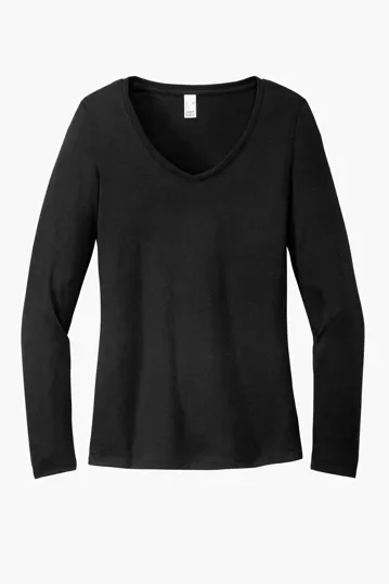 District Women's Perfect Tri Long Sleeve V-Neck Tee — view 2