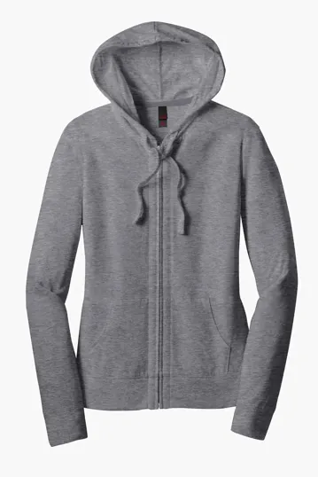 District Women's Fitted Jersey Full-Zip Hoodie — view 3