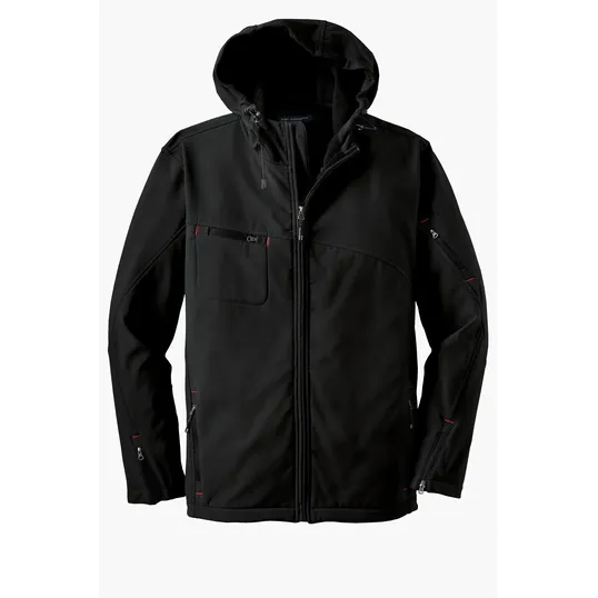Port Authority Textured Hooded Soft Shell Jacket — view 2