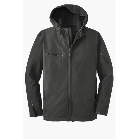 Port Authority Textured Hooded Soft Shell Jacket — view 3