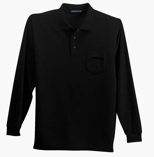 Port Authority Long Sleeve Silk Touch Polo with Pocket — view 2