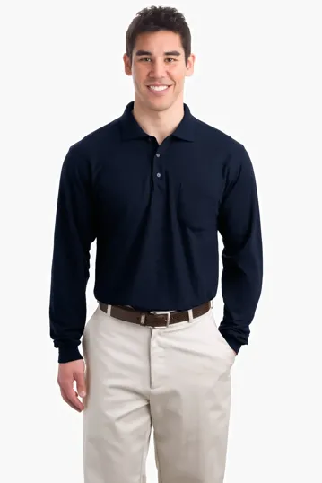 Port Authority Long Sleeve Silk Touch Polo with Pocket — view 3