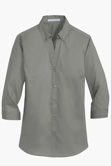 Port Authority Women's 3/4-Sleeve SuperPro Twill Shirt — view 3