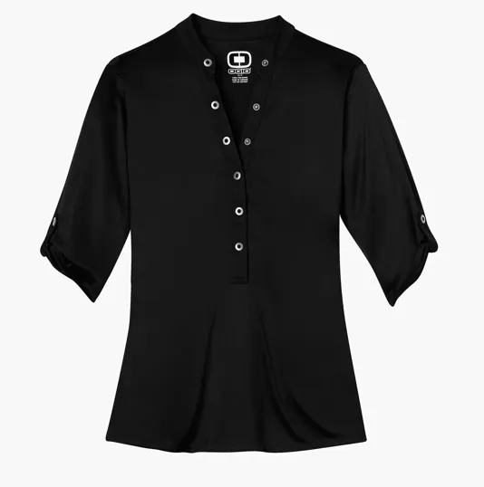 OGIO Crush Henley, 3/4 Sleeve Women's Polo — view 2