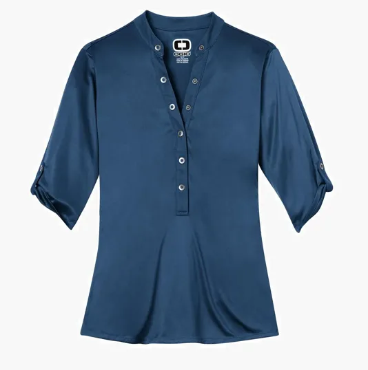 OGIO Crush Henley, 3/4 Sleeve Women's Polo — view 3