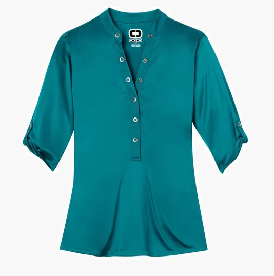 OGIO Crush Henley, 3/4 Sleeve Women's Polo — view 6