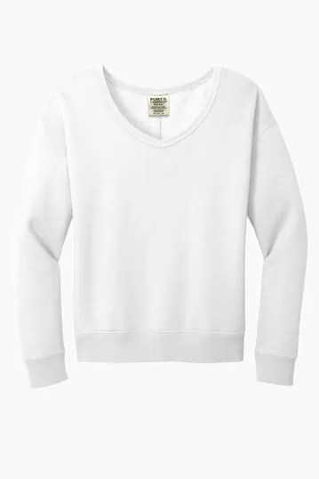 Port & Co Women's Beach Wash Garment-Dyed V-Neck Sweatshirt — view 7