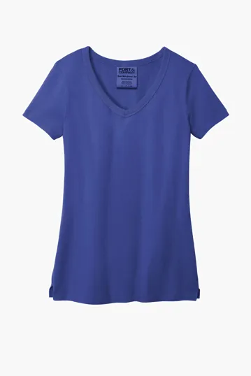 Port & Co Women's Beach Wash Garment-Dyed V-Neck Tee — view 2