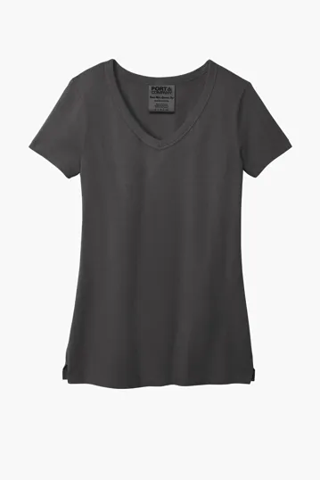 Port & Co Women's Beach Wash Garment-Dyed V-Neck Tee — view 3