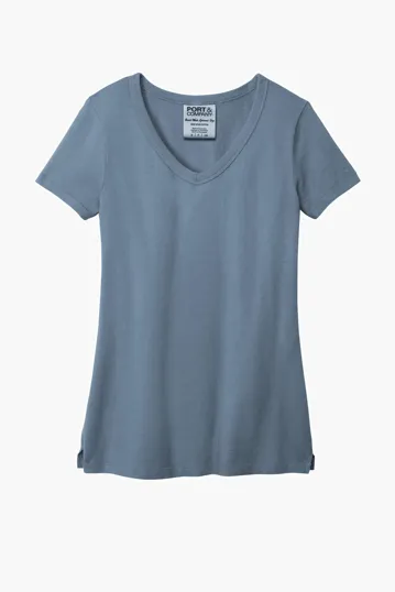 Port & Co Women's Beach Wash Garment-Dyed V-Neck Tee — view 4