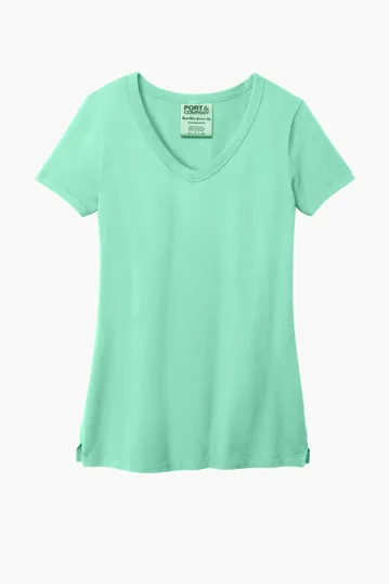 Port & Co Women's Beach Wash Garment-Dyed V-Neck Tee — view 5