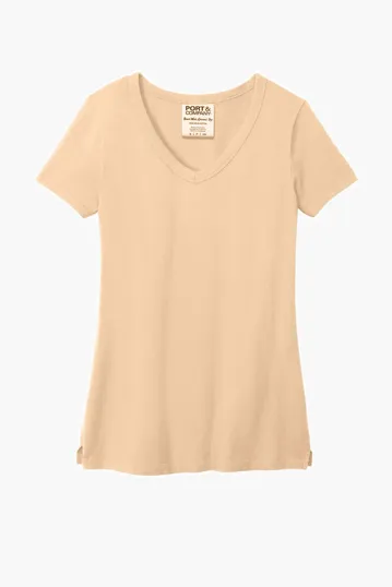Port & Co Women's Beach Wash Garment-Dyed V-Neck Tee — view 7