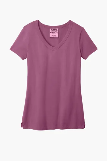 Port & Co Women's Beach Wash Garment-Dyed V-Neck Tee — view 9