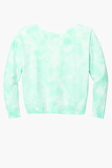 Port & Co Women's Beach Wash Cloud Tie-Dye V-Neck Sweatshirt — view 9