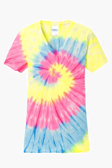 Port & Co Women's Tie-Dye V-Neck Tee — view 4