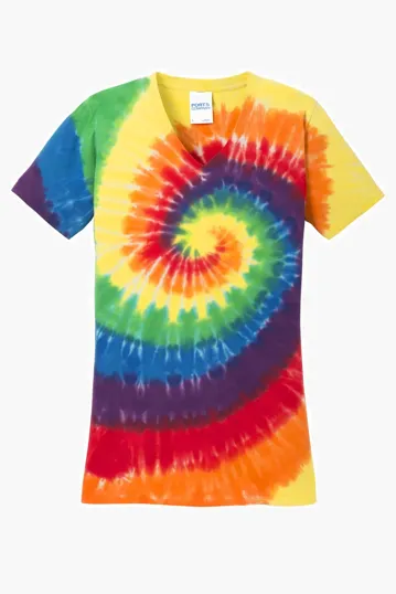 Port & Co Women's Tie-Dye V-Neck Tee — view 7